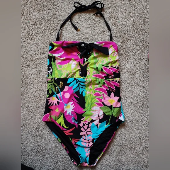 Trina Turk Tiki Swimsuit Women's Size 12 One Piece - Picture 3 of 6